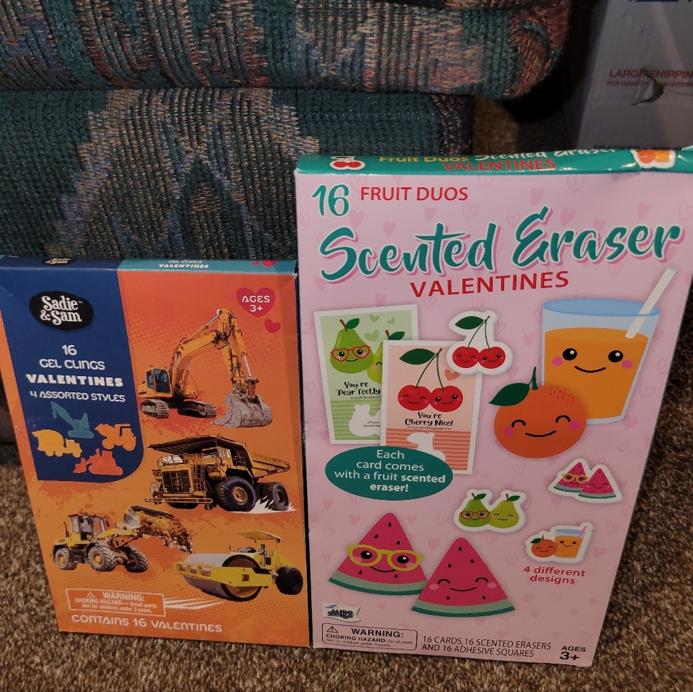 Construction Valentines Set with Scented Erasers Set